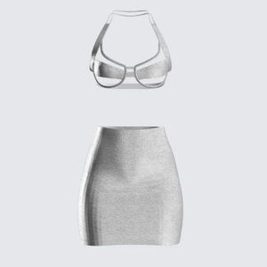 Finesse shimmer bra and skirt set